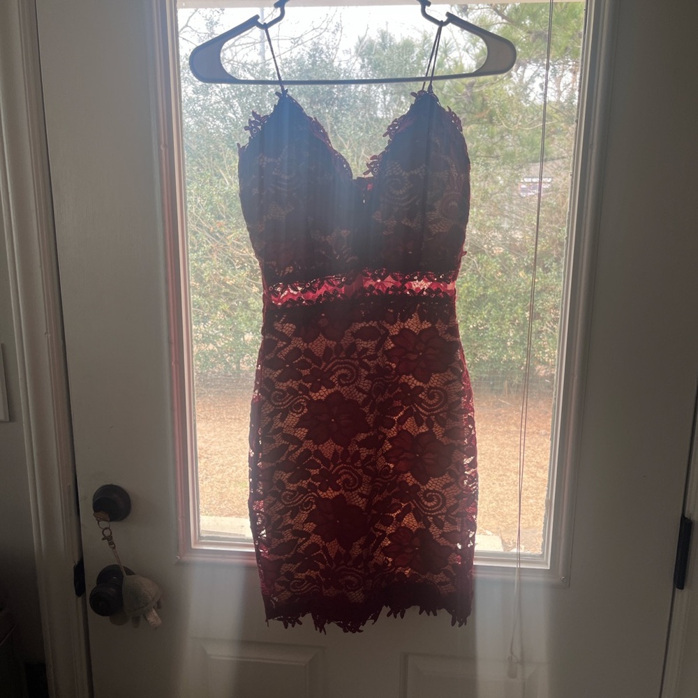 Windsor Burgundy Lace Mini Dress